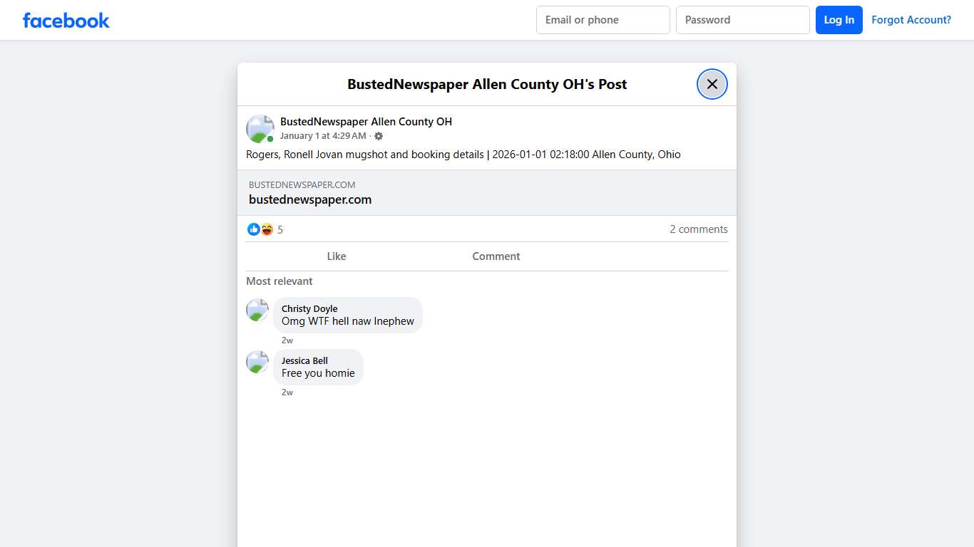 Rogers, Ronell Jovan... - BustedNewspaper Allen County OH | Facebook