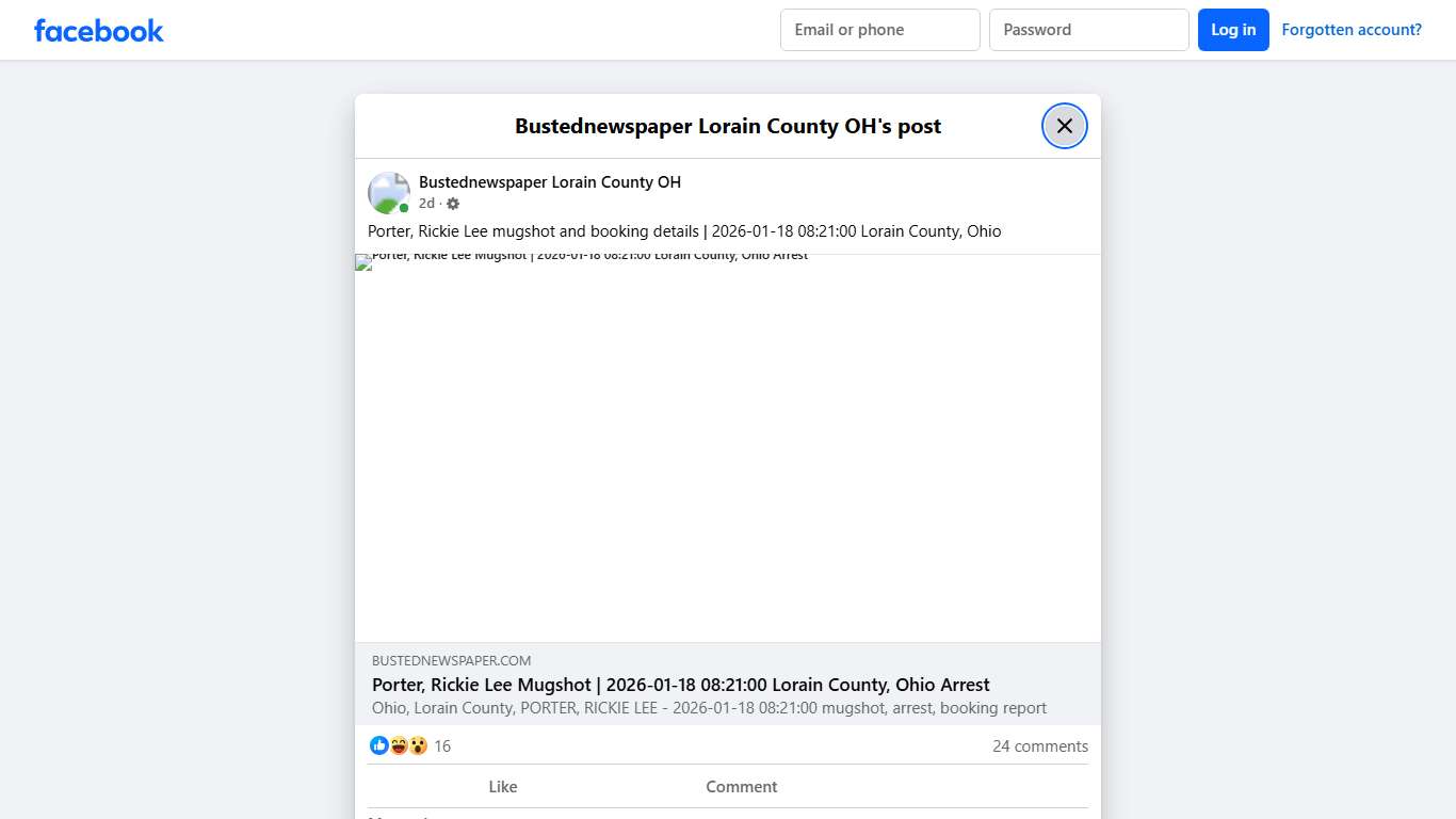 Porter, Rickie Lee... - Bustednewspaper Lorain County OH | Facebook